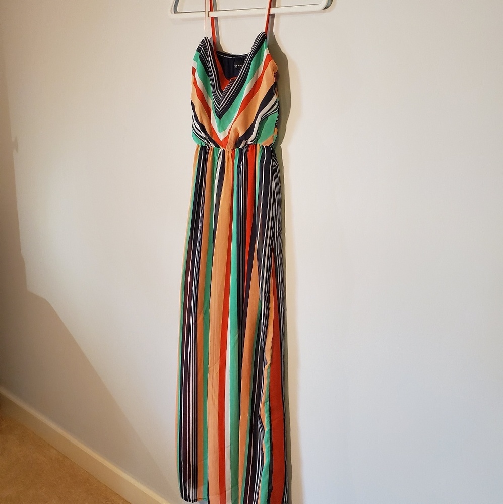 Multi-Colored Stripped Maxi Dress